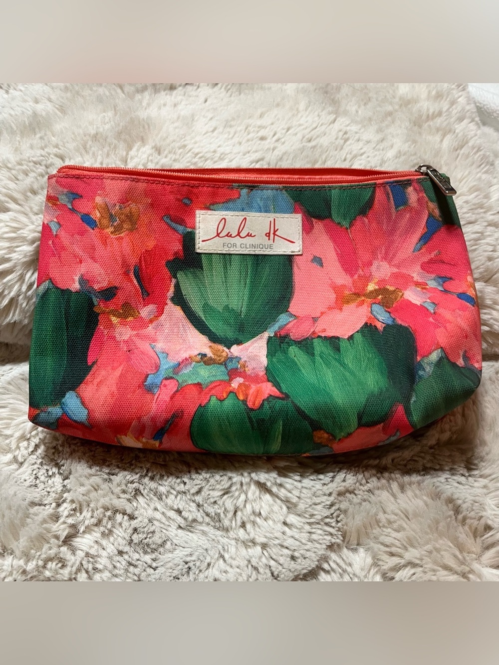 Clinique Floral Cosmetic Pouch in Coral, Green and Pink
02-29